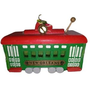 Wooden New Orleans Streetcar Trolley Car Christmas Ornament Desire Vintage